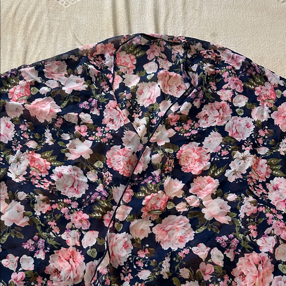 Wet Seal Floral Scarf - Pink and Navy